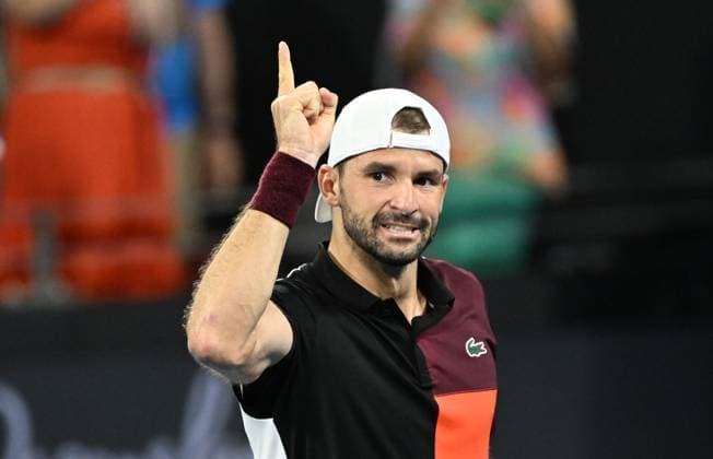TENNIS BRISBANE INTERNATIONAL, Grigor Dimitrov of Bulgaria celebrates winning against Holger Rune of Denmark during the men?s Final on Day 8 of the 2024 Brisbane International at the Queensland Tennis Centre in Brisbane, Sunday, January 7, 2024. ( NO ARCHIVING, EDITORIAL USE ONLY, NO USE IN BOOKS WITHOUT CONSENT BRISBANE QUEENSLAND AUSTRALIA  Copyright: xDARRENxENGLANDx 20240107001885875616