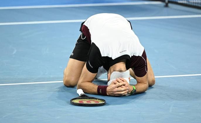 TENNIS BRISBANE INTERNATIONAL, Grigor Dimitrov of Bulgaria celebrates winning against Holger Rune of Denmark during the men?s Final on Day 8 of the 2024 Brisbane International at the Queensland Tennis Centre in Brisbane, Sunday, January 7, 2024. ( NO ARCHIVING, EDITORIAL USE ONLY, NO USE IN BOOKS WITHOUT CONSENT BRISBANE QUEENSLAND AUSTRALIA  Copyright: xDARRENxENGLANDx 20240107001885878136