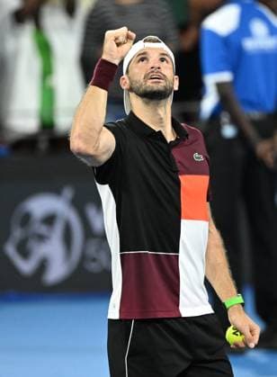 TENNIS BRISBANE INTERNATIONAL, Grigor Dimitrov of Bulgaria celebrates winning against Holger Rune of Denmark during the men?s Final on Day 8 of the 2024 Brisbane International at the Queensland Tennis Centre in Brisbane, Sunday, January 7, 2024. ( NO ARCHIVING, EDITORIAL USE ONLY, NO USE IN BOOKS WITHOUT CONSENT BRISBANE QUEENSLAND AUSTRALIA  Copyright: xDARRENxENGLANDx 20240107001885879729