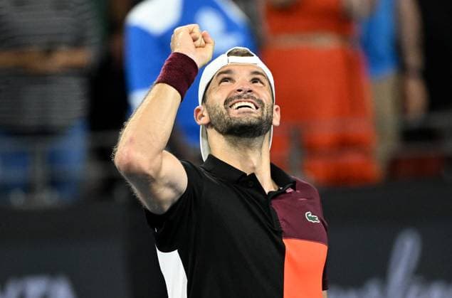 TENNIS BRISBANE INTERNATIONAL, Grigor Dimitrov of Bulgaria celebrates winning against Holger Rune of Denmark during the men?s Final on Day 8 of the 2024 Brisbane International at the Queensland Tennis Centre in Brisbane, Sunday, January 7, 2024. ( NO ARCHIVING, EDITORIAL USE ONLY, NO USE IN BOOKS WITHOUT CONSENT BRISBANE QUEENSLAND AUSTRALIA  Copyright: xDARRENxENGLANDx 20240107001885879993