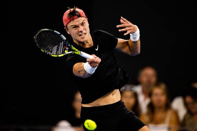 Holger Rune in action Mens Final Brisbane international 7th January 2024 Brisbane International Tennis Tournament, Day Eight, Queensland Tennis Centre, Brisbane, Australia - 07 Jan 2024  Copyright: xBenxSymons Shutterstockx 14286931ds