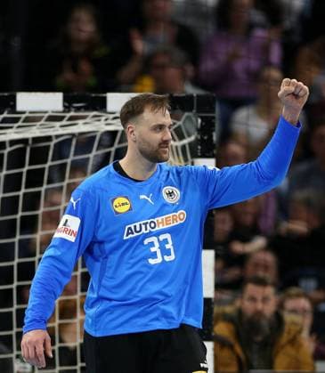 06 01 2024, International handball match 2023 2024, Test match, Germany Portugal, in the Wunderino Arena Kiel Goalkeeper Andreas Wolff Germany cheers
