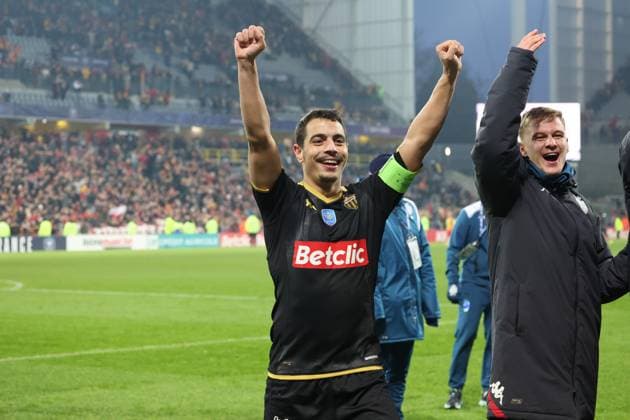 Joie de Wissam BEN YEDDER (Monaco) lors du match de Coupe de France entre le RC Lens et Monaco, stade Bollaert-Delelis, le 7 janvier 2024 FOOTBALL : RC LENS vs MONACO - COUPE DE FRANCE - 07 01 2024 LaurentSanson Panoramic 