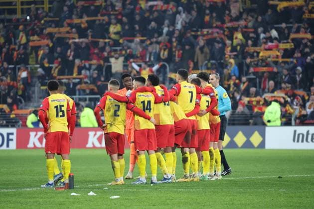 Equipe de Lens lors du match de Coupe de France entre le RC Lens et Monaco, stade Bollaert-Delelis, le 7 janvier 2024 FOOTBALL : RC LENS vs MONACO - COUPE DE FRANCE - 07 01 2024 LaurentSanson Panoramic 