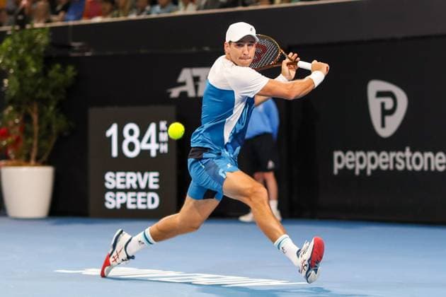TENNIS ADELAIDE INTERNATIONAL, DuÅ¡an LajoviÄ? of Serbia in action against Thanasi Kokkinakis of Australia during their round of 32 match of the 2024 Adelaide International at Memorial Drive Tennis Centre in Adelaide, Monday, January 8, 2024. ( NO ARCHIVING, EDITORIAL USE ONLY, NO USE IN BOOKS WITHOUT CONSENT ADELAIDE SOUTH AUSTRALIA AUSTRALIA  Copyright: xMATTxTURNERx 20240108001886386305