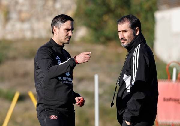 08 01 2024 Soccer 2 Soccer Bundesliga Season 2023 2024 1 FC Nürnberg FCN Club Training Camp Winter Winter Training Camp Marbella Spain Sportfoto Zink DaMa xdaxmax Jerome Polenz Co Coach 1 FC Nürnberg FCN Cristian Fiel Coach 1 FC Nürnberg FCN agree