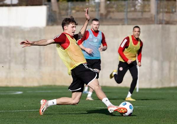 08 01 2024 Soccer 2 Soccer Bundesliga Season 2023 2024 1 FC Nuremberg FCN Club Training Camp Winter Winter Training Camp Marbella Spain Sportfoto Zink DaMa xdaxmax Benjamin Goller 14, 1 FC Nuremberg FCN