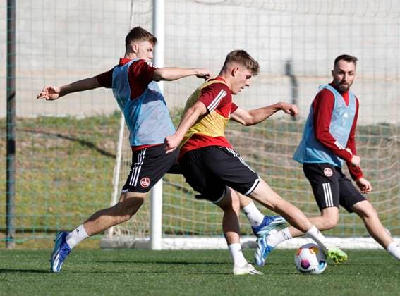 08 01 2024 Soccer 2 Soccer Bundesliga Season 2023 2024 1 FC Nürnberg FCN Club Training Camp Winter Winter Training Camp Marbella Spain Sportfoto Zink DaMa xdaxmax Finn Jeltsch 44, 1 FC Nürnberg FCN Julian Kania 46, 1 FC Nürnberg FCN