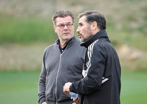 08 01 2024 Soccer 2 Soccer Bundesliga Season 2023 2024 1 FC Nuremberg FCN Club Training Camp Winter Winter Training Camp Marbella Spain Sports Photo Zinc DaMa xdaxmax Dieter Hecking Board of Directors Sports 1 FC Nuremberg FCN Cristian Fiel Coach 1 FC Nuremberg FCN talk
