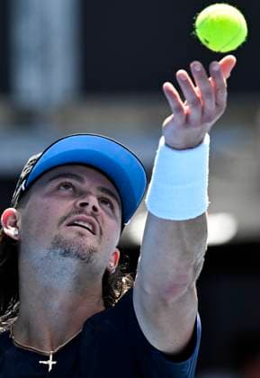 8th January 2024; Auckland, New Zealand: J.J. Wolf of the USA during his first round singles match at the ASB Classic tennis tournament in Auckland, New Zealand. Monday January 8th, 2024.  ActionPlus12595978 AndrewxCornaga