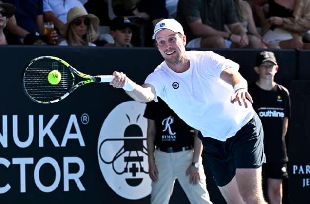 8th January 2024; Auckland, New Zealand: Botic Van de zandschulp of the Netherlands plays a shot during his first round singles match at the ASB Classic tennis tournament in Auckland, New Zealand. Monday January 8th, 2024.  ActionPlus12596006 AndrewxCornaga