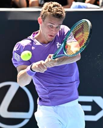 8th January 2024; Auckland, New Zealand: Luca Van assche of France during his first round singles match at the ASB Classic tennis tournament in Auckland, New Zealand. Monday January 8th, 2024.  ActionPlus12595990 AndrewxCornaga
