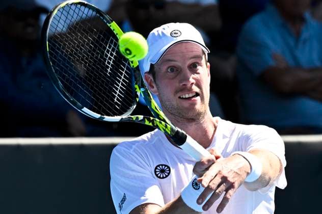 8th January 2024; Auckland, New Zealand: Botic Van de zandschulp of the Netherlands plays a shot during his first round singles match at the ASB Classic tennis tournament in Auckland, New Zealand. Monday January 8th, 2024.  ActionPlus12595995 AndrewxCornaga