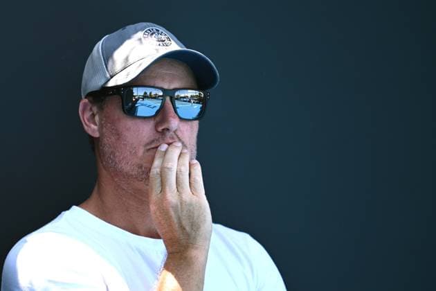 TENNIS AO PRACTICE SESSIONS, Lleyton Hewitt watches Alex De Minaur of Australia during a practise session ahead of the Australian Open 2024, at Melbourne Park in Melbourne, Tuesday, January 9, 2024. ( NO ARCHIVING, EDITORIAL USE ONLY, NO USE IN BOOKS WITHOUT CONSENT MELBOURNE VICTORIA AUSTRALIA  Copyright: xJOELxCARRETTx 20240109001886736967