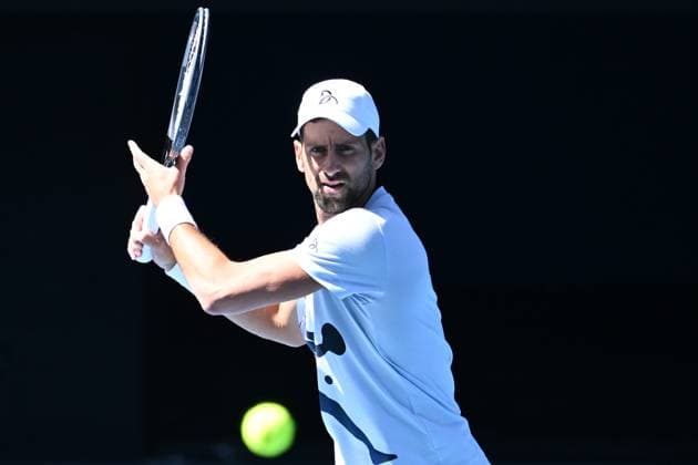 TENNIS AO PRACTICE SESSIONS, Novak Djokovic of Serbia during a practise session ahead of the Australian Open 2024, at Melbourne Park in Melbourne, Tuesday, January 9, 2024. ( NO ARCHIVING, EDITORIAL USE ONLY, NO USE IN BOOKS WITHOUT CONSENT MELBOURNE VICTORIA AUSTRALIA  Copyright: xJOELxCARRETTx 20240109001886757187