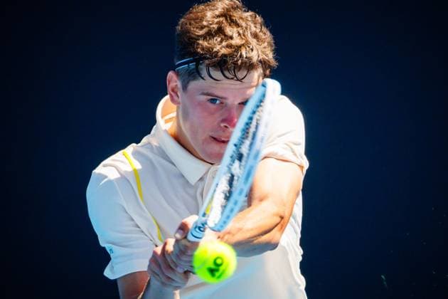 Belgian Alexander Block ATP, Tennis Herren 351) pictured in action at a men s qualifying singles first round game between Belgian Blockx and US Svajda, at the qualifiers of the Australian Open Grand Slam tennis tournament, Wednesday 10 January 2024 in Melbourne Park, Melbourne, Australia. The 2024 edition of the Australian Grand Slam takes place from January 14th to January 28th. PATRICKxHAMILTON  x83728043x