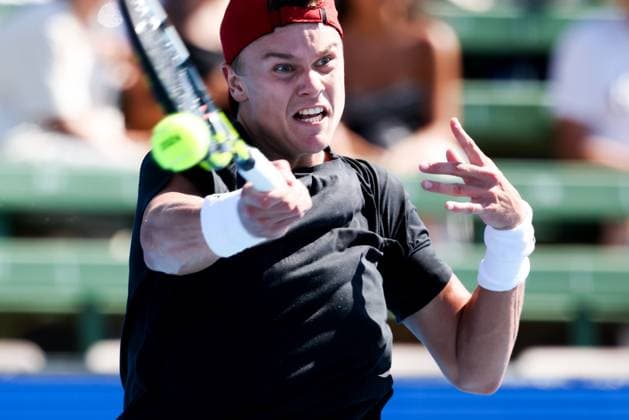 January 10, 2024: MELBOURNE, AUSTRALIA - JANUARY 11: Holger Rune of Denmark whilst playing Karen Khachanov of Russia during day one of the 2024 Kooyong Classic at Kooyong on January 11, 2024 in Melbourne, Australia. - ZUMAp121 20240110_zsp_p121_015 Copyright: xChrisxPutnamx