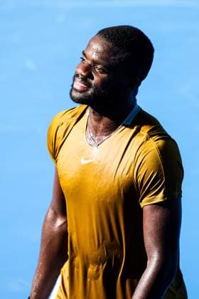 January 10, 2024: MELBOURNE, AUSTRALIA - JANUARY 10: Frances Tiafoe of USA reacts whilst playing against Zhang Zhi Zhen of China during day one of the 2024 Kooyong Classic at Kooyong on January 10, 2024 in Melbourne, Australia. - ZUMAp121 20240110_zsp_p121_032 Copyright: xChrisxPutnamx