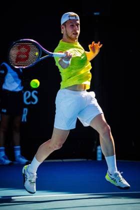 Belgian Gauthier Onclin pictured in action during a tennis match against US Kovacevic in the first round of the qualifiers for the men s singles tournament of the Australian Open Grand Slam tennis tournament, Wednesday 10 January 2024 in Melbourne Park, Melbourne, Australia. The 2024 edition of the Australian Grand Slam takes place from January 14th to January 28th. PATRICKxHAMILTON  x83737271x