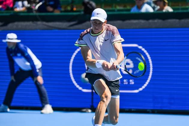 January 10, 2024, Melbourne, Victoria, Australia: World No.4 Jannik Sinner of Italy seen in action during the opening match of Day 1 of the Care Wellness Kooyong Classic Tennis Tournament against Marc Polmans of Australia at Kooyong Lawn Tennis Club. Sinner achieved comfortable victory, 6-4, 6-0. Melbourne Australia - ZUMAs197 20240110_aaa_s197_093 Copyright: xAlexanderxBogatyrevx