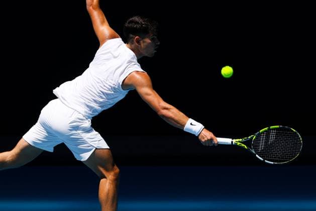 January 11, 2024, Melbourne, Victoria, Australia: MELBOURNE, AUSTRALIA - JANUARY 11: Carlos Alcaraz of Spain completes a training session with Stan Wawrinka of Switzerland ahead of the 2024 Australian Open at Melbourne Park on January 11, 2024 in Melbourne, Australia. Melbourne Australia - ZUMAp121 20240111_zsp_p121_042 Copyright: xChrisxPutnamx
