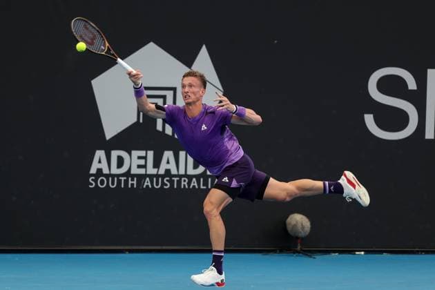 TENNIS ADELAIDE INTERNATIONAL, Jiri Lehecka of Czechia in action against Nicolas Jarry of Chile during their Quarter Final match of the 2024 Adelaide International at Memorial Drive Tennis Centre in Adelaide, Thursday, January 11, 2024. ( NO ARCHIVING, EDITORIAL USE ONLY, NO USE IN BOOKS WITHOUT CONSENT ADELAIDE SOUTH AUSTRALIA AUSTRALIA  Copyright: xMATTxTURNERx 20240111001887416049