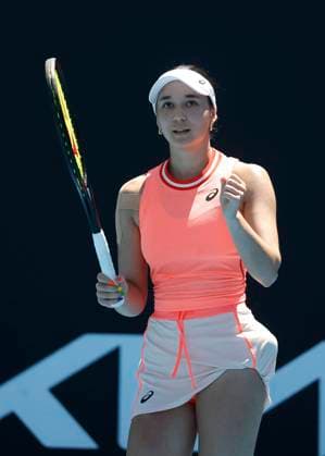 Eva Lys makes a fist and cheers,cheers,joy,emotion Australian Open qualification Melbourne Park Melbourne Victoria Australia 10 01 2024 Copyright: xJuergenxHasenkopfx