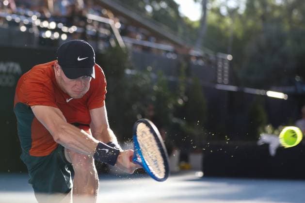 TENNIS ADELAIDE INTERNATIONAL, Jack Draper of the United Kingdom in action against Tommy Paul of the United States during their Quarter Final match of the 2024 Adelaide International at Memorial Drive Tennis Centre in Adelaide, Thursday, January 11, 2024. ( NO ARCHIVING, EDITORIAL USE ONLY, NO USE IN BOOKS WITHOUT CONSENT ADELAIDE SOUTH AUSTRALIA AUSTRALIA  Copyright: xMATTxTURNERx 20240111001887476662