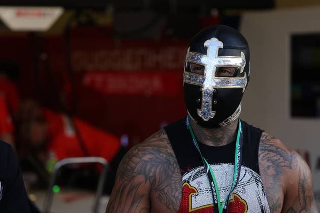 A masked Mexican wrestling fighter visits Andretti, pit lane, Formula E FIA World Championship Season 10, Mexico City E Prix, Mexico, 11 01 2024,