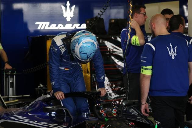 Maximilian Günter GER Maserati climbs into the Gen3 racing car for a seat test, Formula E FIA World Championship Season 10, Mexico City E Prix, Mexico, 11 01 2024