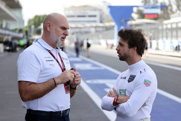 Jeff Dodds USA Managing Director Formula E and Antonio Felix da Costa POR Porsche in the pit lane, Formula E FIA World Championship Season 10, Mexico City E Prix, Mexico, 11 01 2024,