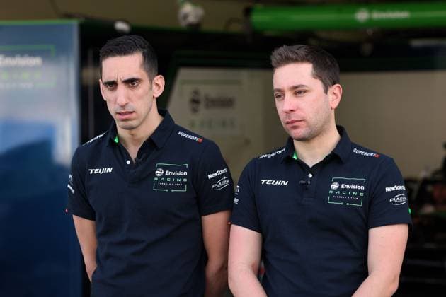 Sebastian Buemi SUI and Robin Frijns NED team-mates from Envision in the pit lane, Formula E FIA World Championship Season 10, Mexico City E Prix, Mexico, 11 01 2024,