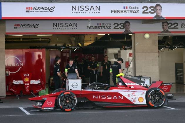 Nissan Gen 3 racing car in the pit lane, Formula E FIA World Championship Season 10, Mexico City E Prix, Mexico, 11 01 2024,