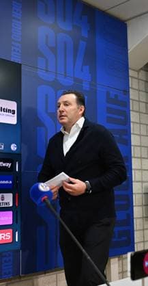 Marc Wilmots Sports Director Schalke 04 12 01 2024, Football, Press conference and media briefing of FC Schalke 04, 2 Bundesliga season 2023 2024 Gelsenkirchen Press room Veltins Arena North Rhine-Westphalia Germany Team2