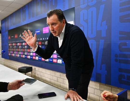 Marc Wilmots Sports Director Schalke 04 12 01 2024, Football, Press conference and media briefing of FC Schalke 04, 2 Bundesliga season 2023 2024 Gelsenkirchen Press room Veltins Arena North Rhine-Westphalia Germany Team2