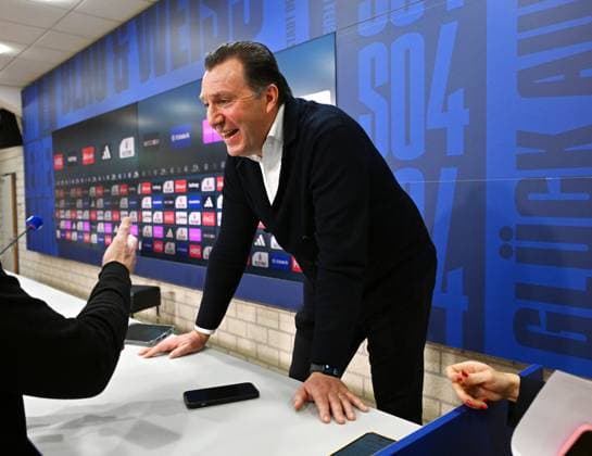 Marc Wilmots Sports Director Schalke 04 12 01 2024, Football, Press conference and media briefing of FC Schalke 04, 2 Bundesliga season 2023 2024 Gelsenkirchen Press room Veltins Arena North Rhine-Westphalia Germany Team2