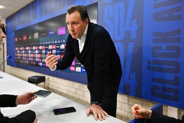 Marc Wilmots Sports Director Schalke 04 12 01 2024, Football, Press conference and media briefing of FC Schalke 04, 2 Bundesliga season 2023 2024 Gelsenkirchen Press room Veltins Arena North Rhine-Westphalia Germany Team2