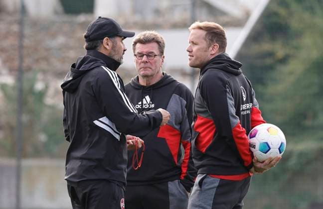 12 01 2024 Soccer 2 Soccer Bundesliga Season 2023 2024 1 FC Nürnberg FCN Club Training Camp Winter Winter Training Camp Marbella Spain Sports Photo Zink DaMa xdaxmax Cristian Fiel Coach 1 FC Nürnberg FCN Dieter Hecking Board of Directors Sports 1 FC Nürnberg FCN Olaf Rebbe Sports Director 1 FC Nürnberg FCN have a chat