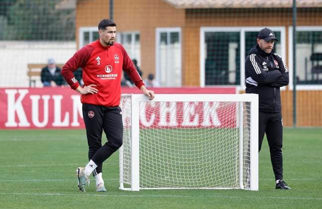 12 01 2024 Soccer 2 Soccer Bundesliga Season 2023 2024 1 FC Nürnberg FCN Club Training Camp Winter Winter Training Camp Marbella Spain Sportfoto Zink DaMa xdaxmax Ahmet Gürleyen Guerleyen 3, 1 FC Nürnberg FCN Frank Steinmetz Co Coach 1 FC Nürnberg FCN look thoughtful