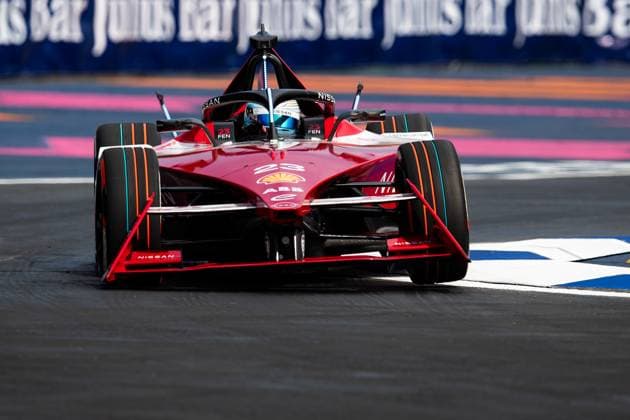 23 FENESTRAZ Sacha (fra), Nissan Formula E Team, Nissan e-4ORCE 04, action during the 2024 Hankook Mexico City ePrix, 1st meeting of the 2023-24 ABB FIA Formula E World Championship, WM, Weltmeisterschaft on the Autodromo Hermanos Rodriguez from January 11 to 13, in Mexico City, Mexico - 2024 FORMULA E HANKOOK MEXICO CITY ePRIX DPPI Panoramic  03424001__F_19680
