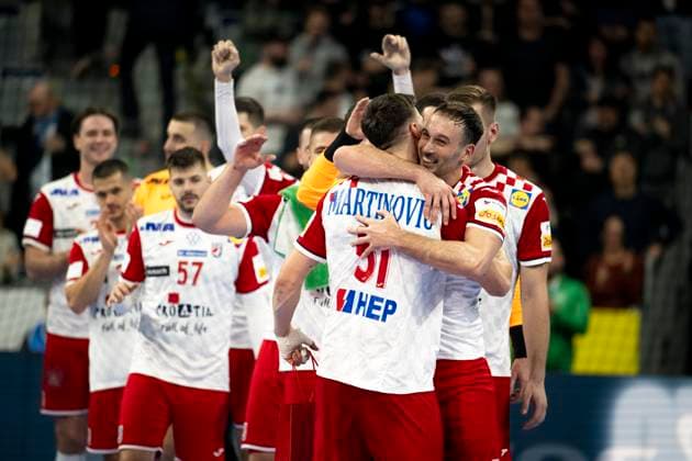 Sport Themen der Woche KW02 Sport Bilder des Tages 12.01.2024 - Handball - Herren - EHF - EM 2024 - Spanien - Kroatien Kroatische Mannschaft Mannheim SAP Arena Baden-Wuerttemberg Deutschland KlausTrotter-20240112-6380 *** 12 01 2024 Handball Men EHF EM 2024 Spain Croatia Team Mannheim SAP Arena Baden Wuerttemberg Germany KlausTrotter 20240112 6380