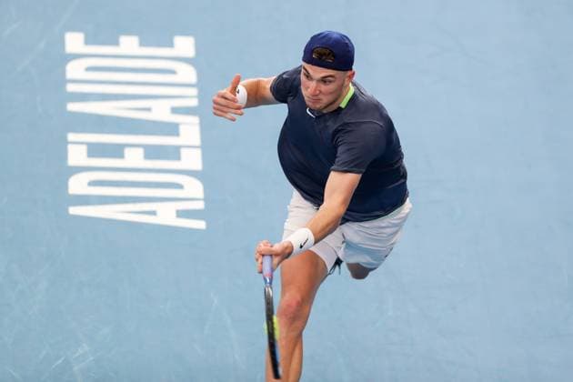 TENNIS ADELAIDE INTERNATIONAL, Jack Draper of the United Kingdom in action against Jiri Lehecka of Czechia during the Mens Singles Final match of the 2024 Adelaide International at Memorial Drive Tennis Centre in Adelaide, Saturday, January 13, 2024. ( NO ARCHIVING, EDITORIAL USE ONLY, NO USE IN BOOKS WITHOUT CONSENT ADELAIDE SOUTH AUSTRALIA AUSTRALIA  Copyright: xMATTxTURNERx 20240113001888323640
