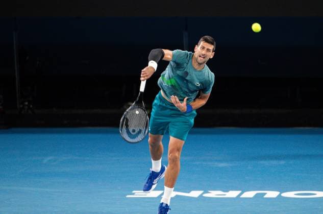 (240113) -- MELBOURNE, Jan. 13, 2024 -- Novak Djokovic of Serbia takes part in a training session ahead of the 2024 Australian Open tennis tournament, in Melbourne, Australia, Jan. 13, 2024. (Photo by Xinhua) (SP)AUSTRALIA-MELBOURNE-TENNIS-AUSTRALIAN OPEN-TRAINING HuxJingchen 