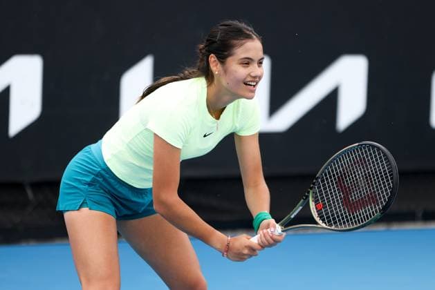 January 13, 2024, Melbourne, Victoria, Australia: MELBOURNE, AUSTRALIA - JANUARY 13: Emma Raducanu of United Kingdom practices with Ajla Tomljanovic of Australia ahead of the 2024 Australian Open at Melbourne Park on January 13, 2024 in Melbourne, Australia. Melbourne Australia - ZUMAp121 20240113_zsp_p121_025 Copyright: xChrisxPutnamx
