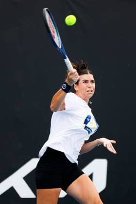 January 13, 2024, Melbourne, Victoria, Australia: MELBOURNE, AUSTRALIA - JANUARY 13: Ajla Tomljanovic of Australia practices with Emma Raducanu of United Kingdom ahead of the 2024 Australian Open at Melbourne Park on January 13, 2024 in Melbourne, Australia. Melbourne Australia - ZUMAp121 20240113_zsp_p121_032 Copyright: xChrisxPutnamx
