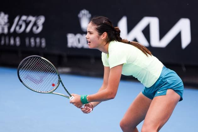 January 13, 2024, Melbourne, Victoria, Australia: MELBOURNE, AUSTRALIA - JANUARY 13: Emma Raducanu of United Kingdom practices with Ajla Tomljanovic of Australia ahead of the 2024 Australian Open at Melbourne Park on January 13, 2024 in Melbourne, Australia. Melbourne Australia - ZUMAp121 20240113_zsp_p121_033 Copyright: xChrisxPutnamx