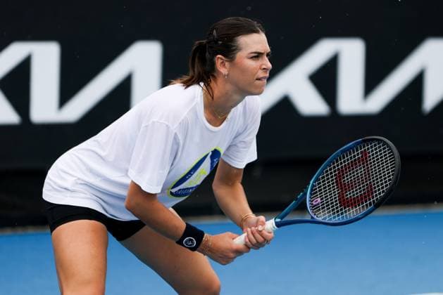 January 13, 2024, Melbourne, Victoria, Australia: MELBOURNE, AUSTRALIA - JANUARY 13: Ajla Tomljanovic of Australia practices with Emma Raducanu of United Kingdom ahead of the 2024 Australian Open at Melbourne Park on January 13, 2024 in Melbourne, Australia. Melbourne Australia - ZUMAp121 20240113_zsp_p121_035 Copyright: xChrisxPutnamx