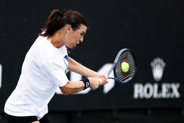 January 13, 2024, Melbourne, Victoria, Australia: MELBOURNE, AUSTRALIA - JANUARY 13: Ajla Tomljanovic of Australia practices with Emma Raducanu of United Kingdom ahead of the 2024 Australian Open at Melbourne Park on January 13, 2024 in Melbourne, Australia. Melbourne Australia - ZUMAp121 20240113_zsp_p121_037 Copyright: xChrisxPutnamx