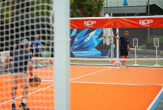 (240113) -- MELBOURNE, Jan. 13, 2024 -- People enjoy tennis during the Kids Tennis Day at Melbourne Park in Melbourne, Australia, Jan. 13, 2024. The Kids Tennis Day provides activities and entertainment for kids and families. The 2024 Australian Open will be held from Jan. 14 to 28. ) (SP)AUSTRALIA-MELBOURNE-TENNIS-AUSTRALIAN OPEN-KIDS TENNIS DAY MaxPing 