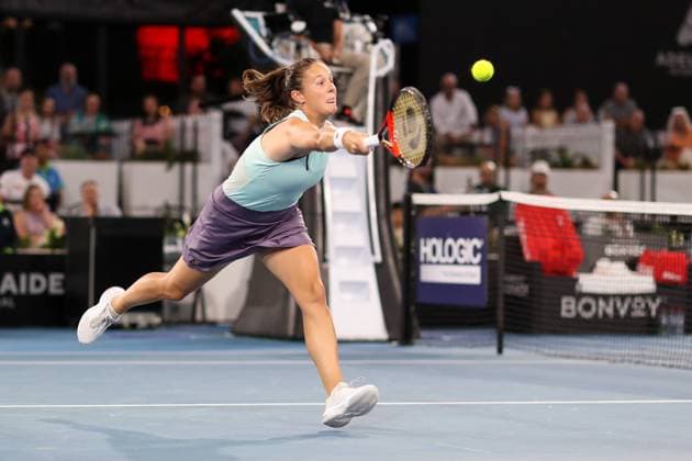 TENNIS ADELAIDE INTERNATIONAL, Daria Kasatkina in action against JeÄ¼ena Ostapenko of Latvia during the Women?s Singles Final match of the 2024 Adelaide International at Memorial Drive Tennis Centre in Adelaide, Saturday, January 13, 2024. ( NO ARCHIVING, EDITORIAL USE ONLY, NO USE IN BOOKS WITHOUT CONSENT ADELAIDE SOUTH AUSTRALIA AUSTRALIA  Copyright: xMATTxTURNERx 20240113001888346409